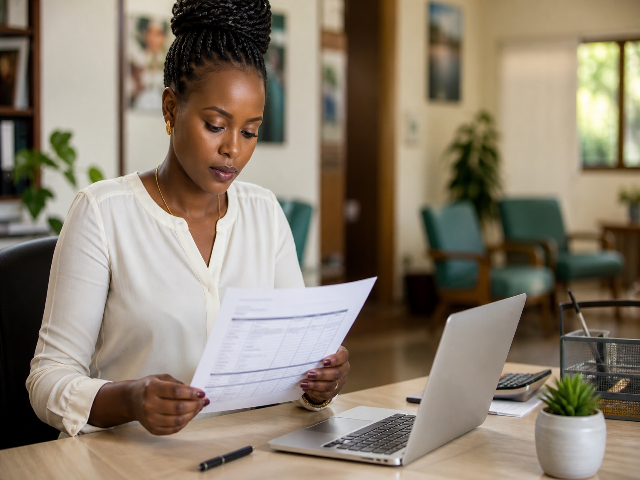 A clinic officer checking a claim before it is submitted